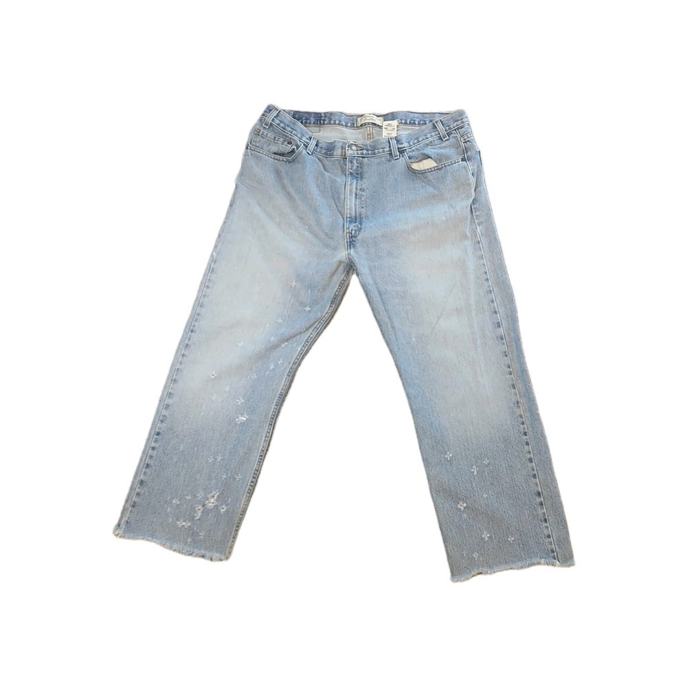 Levi Strauss Signature Mens Regular Fit Light Wash Distressed Star Jeans 40x26